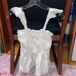 White Ruffle Smocked Top